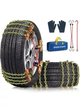 QIYISS Tire Chains 8 Pack Snow for Car SUV Pickup Trucks Width 195-265mm YKL01