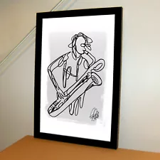 Baritone Saxophone Sax Player Music Poster Print Wall Art 11x17