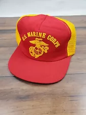 Vtg 1980s United States Marine Corps Hat Mesh Trucker Red Snapback USMC Clean