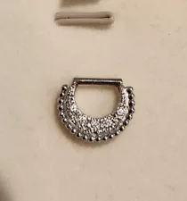 BVLA White Gold CZ Inara Clicker Ring 14g 1/4" septum daith