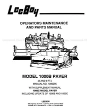 LeeBoy 1000B 1000C Grader 8 feet and 9 feet Service Parts Repair Manual 1000295