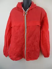 K-Way Vintage Anorak Windbreaker 90s Retro Waterproof Festival Red Coat Large L