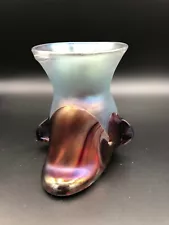 Vintage Loren Chapman 1974 Laguna Beach CA Art Glass Iridescent Vase, 5" High