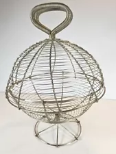 ANTIQUE METAL/WIRE EGG COLLECTING BASKET - READ ALL