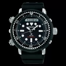 Seiko Prospex Solar Analog & Digital Men's Watch Black Silicone Band 47.8mm Case