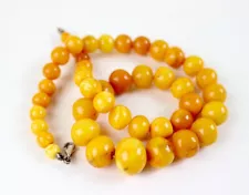 21" natural Baltic egg yolk butterscotch amber granulated bead necklace 49 g