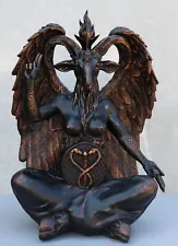 Large 24"H Sabbatic Goat Idol Samael Lilith Baphomet Seated Altar Statue