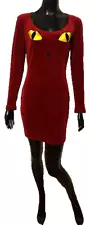 ❤️MOSCHINO Vintage "Cat Eyes" Red Velvet Dress 1990s ONLY ONE IN EBAY!