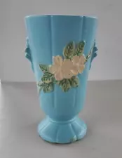 Weller Vase 1930s Blossom Pattern Art Deco Pottery Robin’s Egg Blue