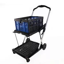 Folding service cart with wheels double-decker,shopping,library,moving carts-NEW