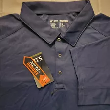 NWT 5.11 511 Tactical Paramount Polo Men M Navy Performance Snap Button Stretch