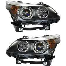 Headlight Set For 2008-2010 BMW 528i 535i LH and RH Side Halogen with bulb (For: 2010 BMW 528i)
