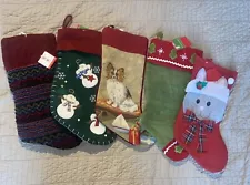 Lot Of 5 Vintage Christmas Holiday Stockings