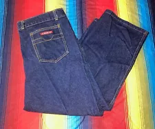 Vintage Jordache Jeans Mens 42x32 Dark Wash Blue Denim Horse Head Logo USA Made