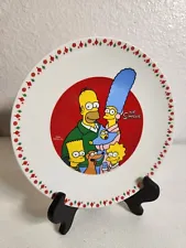 The Simpsons Christmas Family Portrait Plate Santa Cookies 8'' EUC FAST Shipping