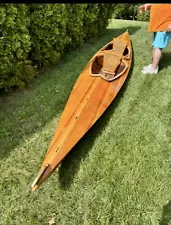 New Listing18? Foot TEAk Wood Kayak W/Oars 2 Seater