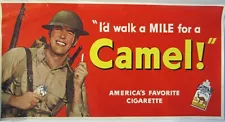 WWII POSTER Tobacco Walk a Mile for a Camel 1942 R. J. Reynolds winston Salem NC