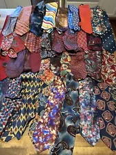 Tie Lot - 35 Mens Neckties Silk Polyester Vintage Estate Sale Find Fabric Quilt