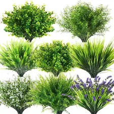 64 Bundles Artificial Plants Fake Bushes Grass Faux UV Resistant Bulk Plastic...