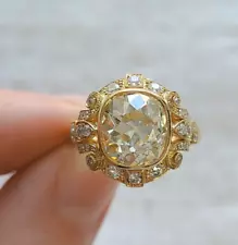 Old Mine Cushion Cut Moissanite Engagement Ring Vintage Women Wedding Cluster