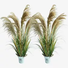 Alonfala - 43" (2-Pack) Pampas Grass Potted Plants - Artificial Faux Plants F...