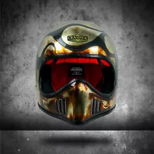 SALE! VINTAGE CUSTOM HELMET ORION AGING CHROME FLAMES FOR CAFERACER CHOPPER