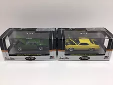 M2 Machines Green 68 Pontiac Firebird Chip Foose and Yellow 69 Chevy Camaro