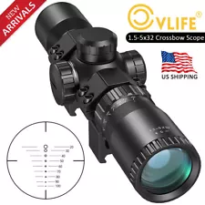 1.5-5x32 Crossbow Scope, 20-100 Yard Ballistic Reticle, 300-450 FPS Optics Scope