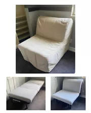 Set of 2-Piece Identical Sleeper Chairs/Sofas with Beige Cover, great condition.