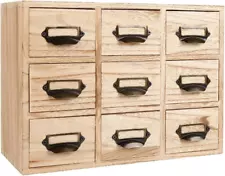 Large Library Card Catalog Cabinet: 9 Drawers Apothecary Cabinet with Metal Hand