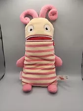 Gerd Hahn's Worry Eaters "Polli" Pink Stripes Plush 16" Zipper Mouth Pink/cream