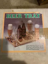 VTG Oak Beer Tray With Glasses Still In Plastic And Box NOS