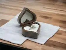 Heart Shaped Wooden Proposal Ring Box | Walnut Wood | Engagement Ring Box |