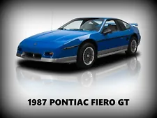 1987 Pontiac Fiero GT in Blue NEW Metal Sign: Pristine Condition!