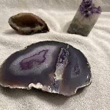 Purple Clear andWhite SparklyPolished,And Crystallized ￼ Slice of a Geode Lotof3