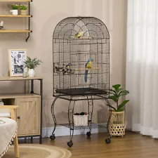 Large Bird Cage, Pet Aviary Parrot Macaw Cockatiel Finch Feeding Stand w/ Perch