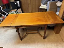 Vintage Antique Oak Wood Foldout Table & Chairs Century Old RARE