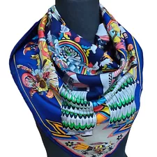 Hermes Kachinas Hopi tribe Carre 90 Silk 100% Scarf Kermit Oliver