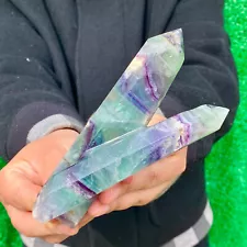 376G Natural Fluorite Crystal Column Magic Wand Obelisk Point Earth Healing