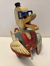 1950s Antique Fisher Price Dr. Doodle the Duck Wooden Push Toy MADE IN USA!