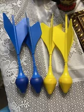 4Replacement Vtg Lawn Darts Soft Tip Darts Game Single 2x Yellow Dart 2x Blue