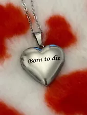 Lana del Rey silver Born To Die Lyric heart shaped locket Necklace