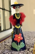 Dona Celia tequila bottle decanter w/box • La Catrina skeleton lady • empty