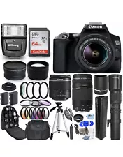 New ListingCanon EOS 250D/Rebel SL3 with 18-55mm + 75-300mm + 500mm 30 Piece Accessory Kit