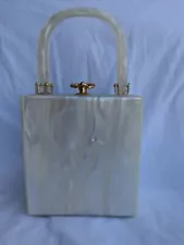 "Stylecraft Miami" 50s Vintage lucite white marble Box Handbag Purse