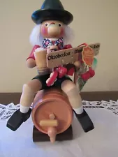 Steinbach Nutcracker S829 BEER BARREL RIDER SMOKER AND Music Box ORIG BOX, TAG