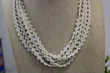 Five Strand GLASS Seed Bead Authentic VINTAGE Bead NECKLACE 16 in. *SALE*