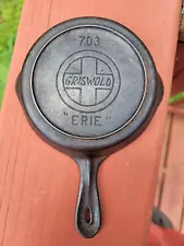 vintage GRISWOLD 703 CAST IRON SKILLET PAN "ERIE"