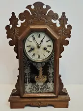 Antique 1870's E.N. WELCH Victorian Walnut Parlor Mantel Shelf Clock