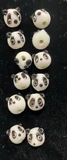 Lampwork Glass Panda Head Beads / LOT of 12